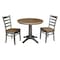 International Concepts Round 36 in Rd Top Pedestal Table, 2 Emily Chairs, Hickory/Washed Coal, 36 in W, 36 in L, 29.9 in H K45-36RT-27B-C617P - alternate 1